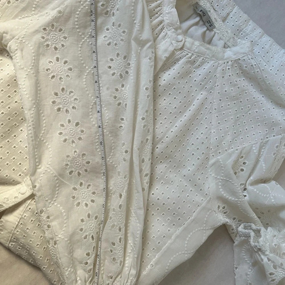 By ESQ NWNT WOMAN  LACE Long Sleeve Cotton Blend MIDI DRESS WHITE M - Picture 7 of 14